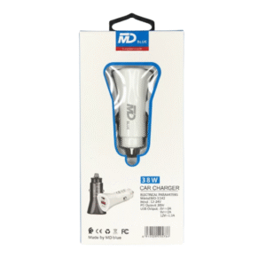 Bil-Laddare 38W – 1x USB-A + 1x USB-C – Vit